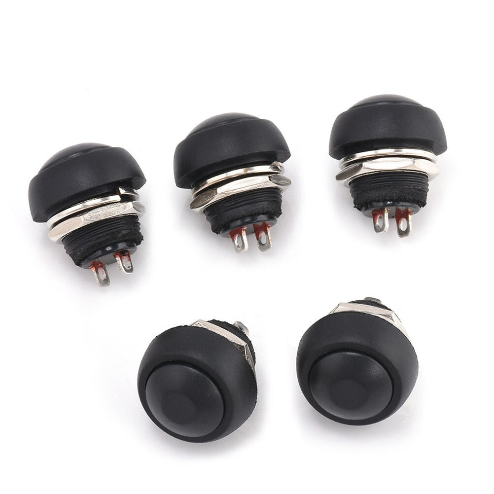 5X Schwarz 12mm Wasserdichter Momentan ON / OFF Taster Mini Runder Schalter U Lt