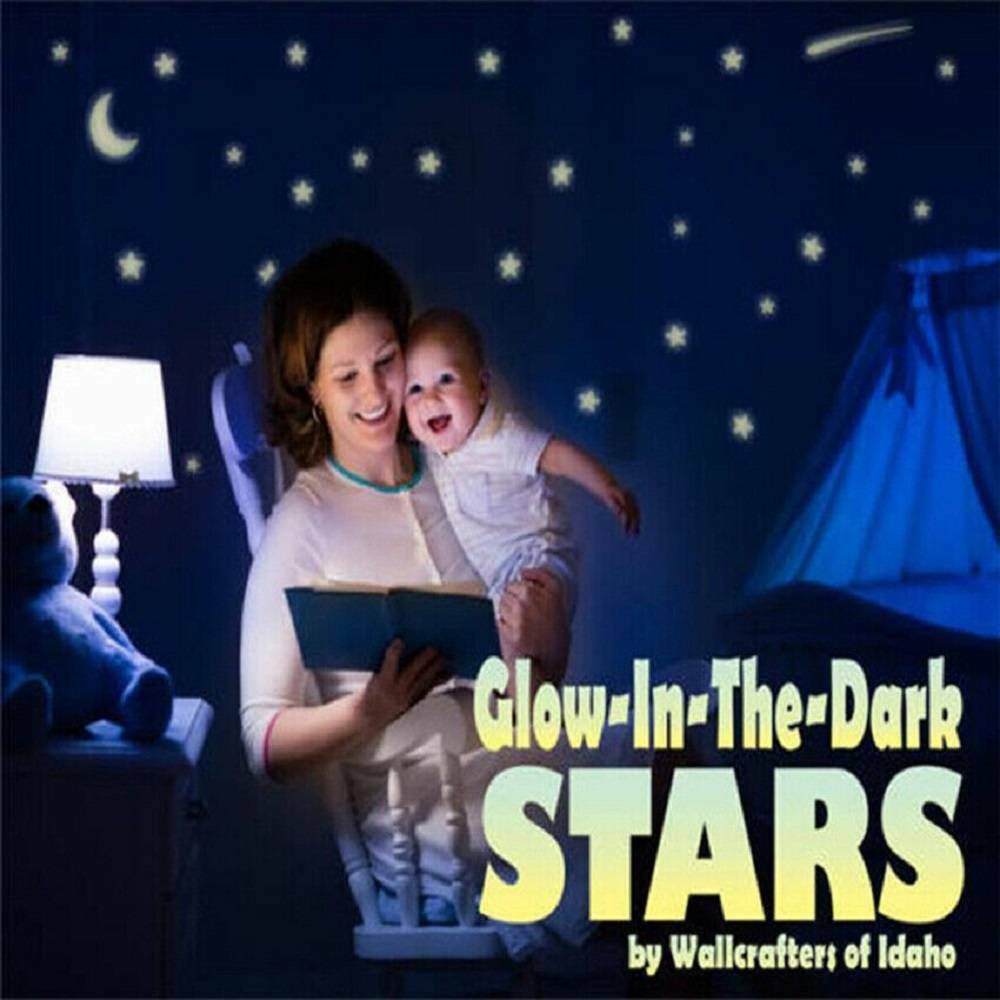 103pcs Stars Luminous Moon Wall Stickers Home Room Decor Glow In The Dark Fun