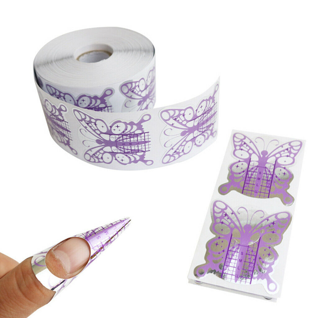 500pcs Nail Art Tips Extension Guide Form Stickers w/ Acrylic Dispenser Rack