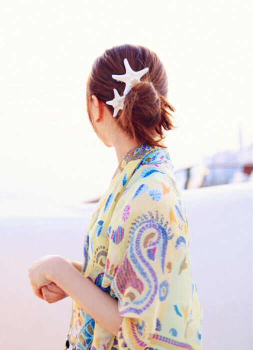 Girls Womens Pretty Natural Starfish Sea Star Hairpin Hair Clip Beach Jewelry