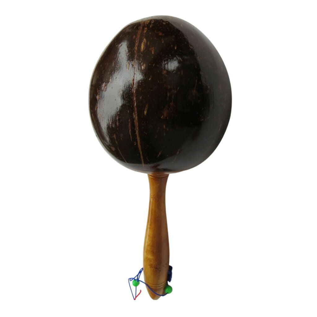 Fun Party Maracas Coconut Shell Wooden Painted Maraca Sand Shaker Hammer Rattle