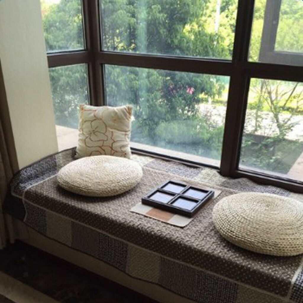 Functional Straw Futon Seat Cushion Dia. 30cm Tatami Yoga Meditation Pouf
