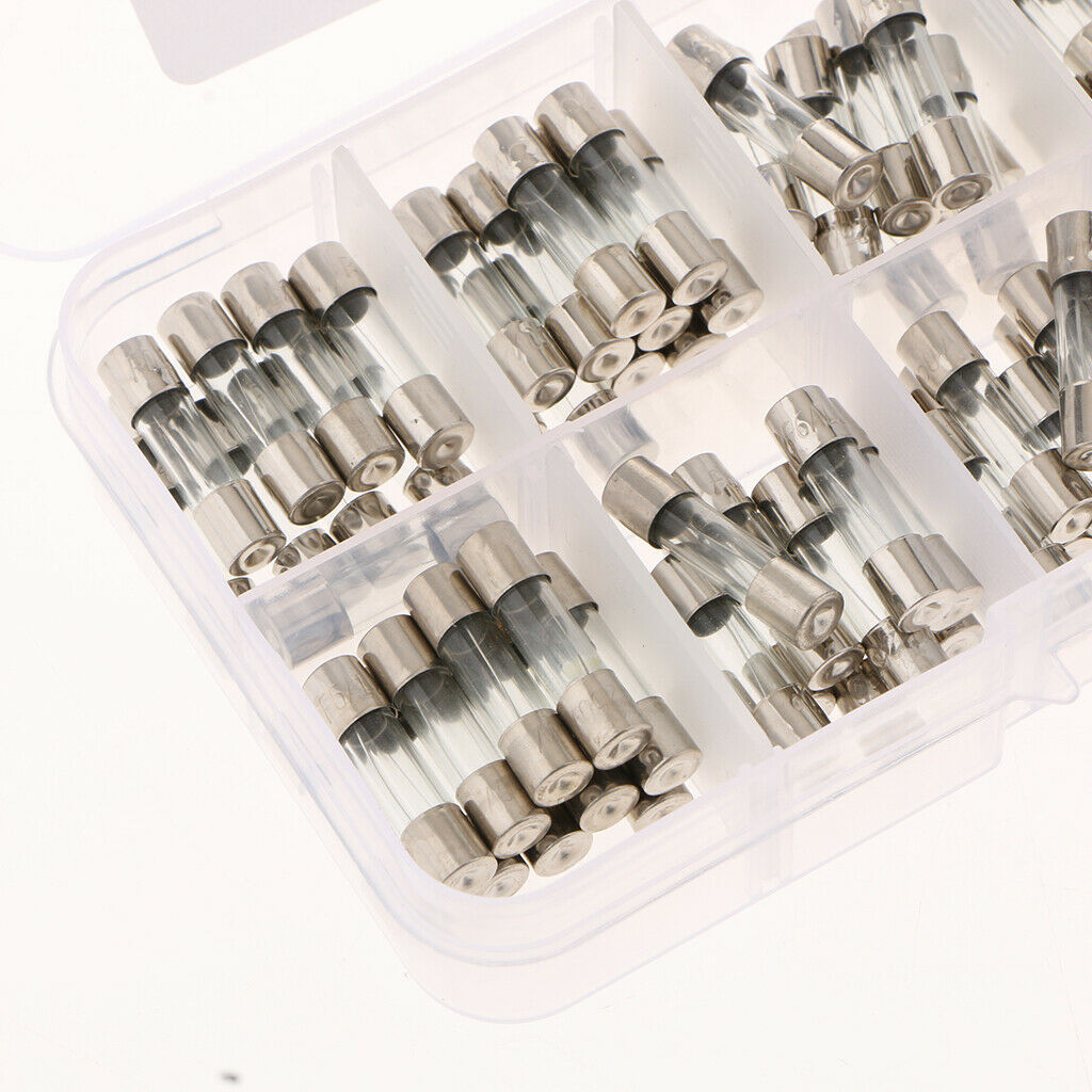 100pcs 5x20mm Fast-blow Glass Fuses Quick Blow Tube Fuses Assorted Kits Amp