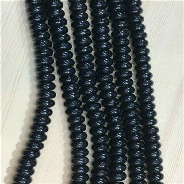 1 Strand/67Pcs 10x6mm Black Agate Rondelle Abacus Spacer Loose Beads 15.5" HH371