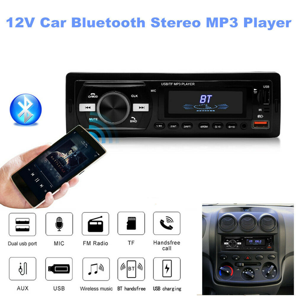 12V Bluetooth USB/FM/WMA/WAV Radio Audio Stereo MP3 Player Unit Remote Control