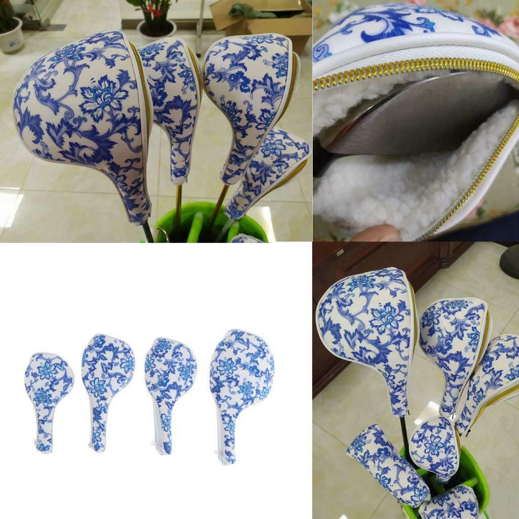 4Pcs Golf Wood Head Cover Zipper Universal Driver Headcover Sleeve Cover