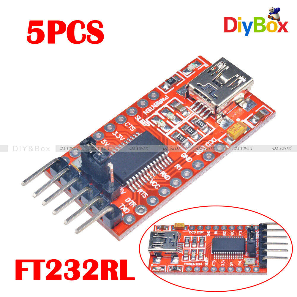 5PCS FT232RL 3.3V 5.5V FTDI USB to TTL Serial Adapter Module f Arduino Mini Port