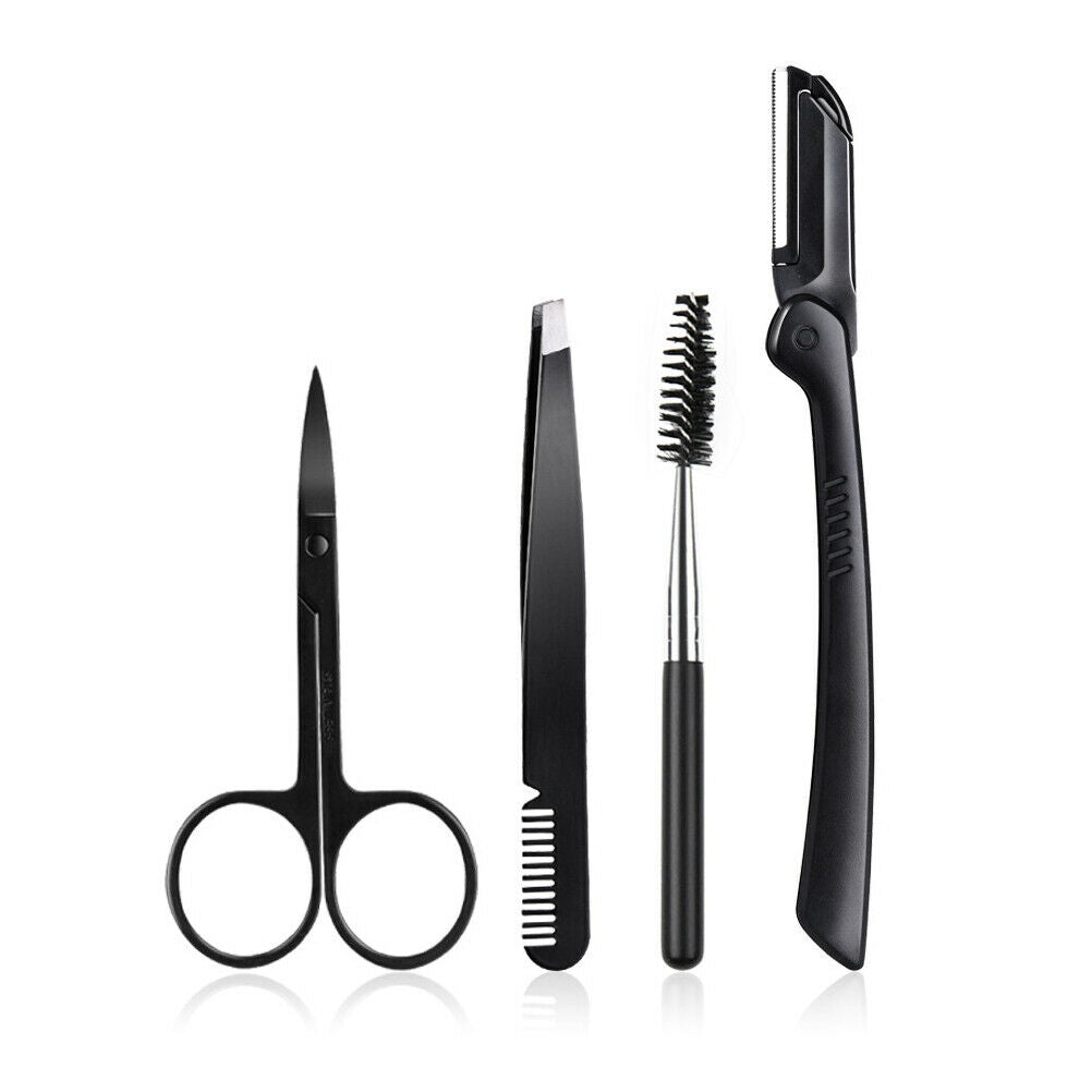 4Pcs Stainless Steel Eyebrow Scissors Set Eyebrow Shaping Clip Makeup Tools