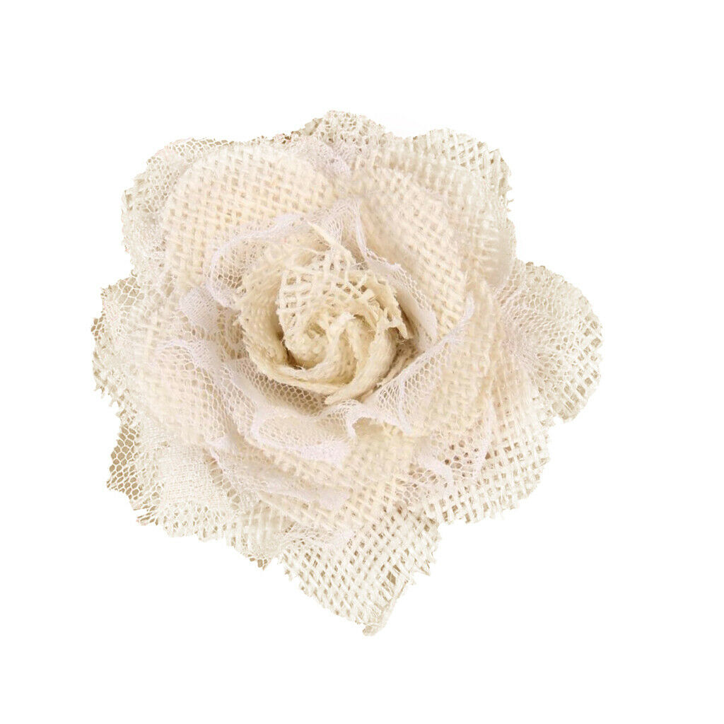 Lot of 5pcs Hessian Lace Rose Heads Party Home DIY Craft Decoration