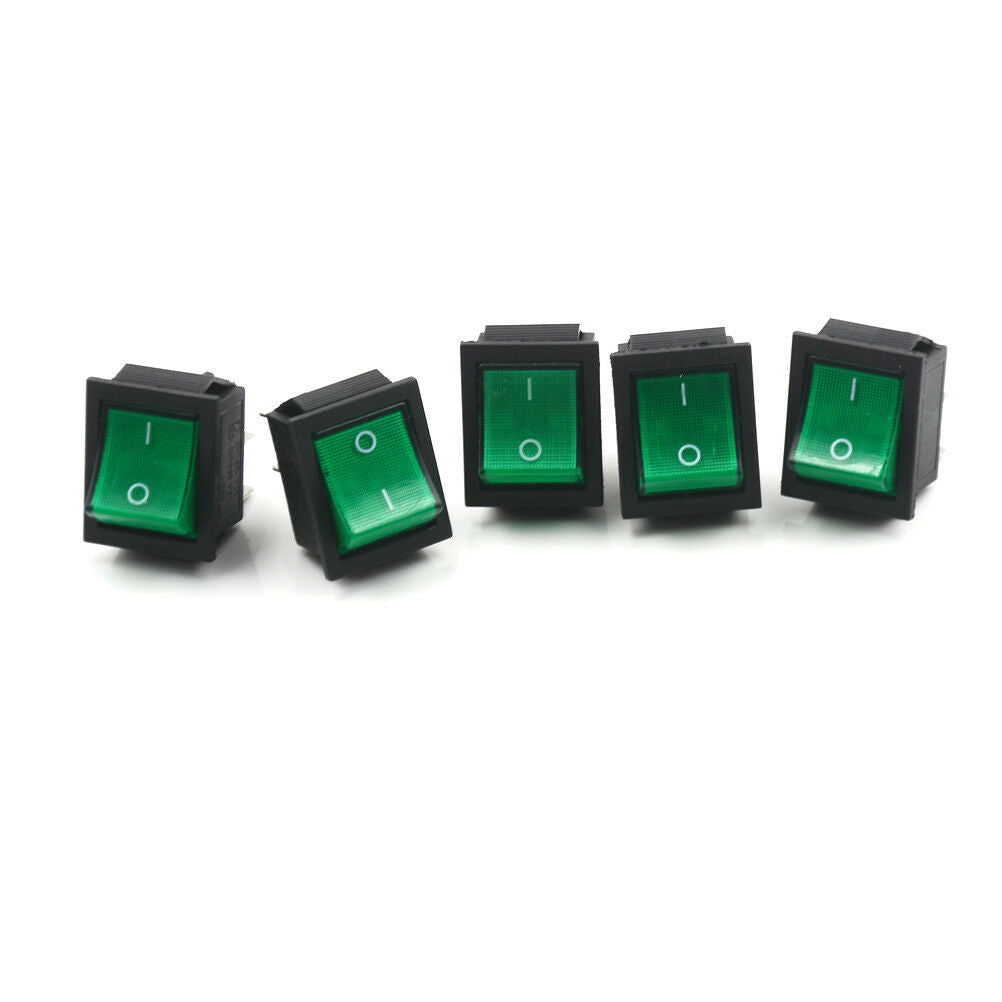 5PCS Green Lamp 4 Pin ON/OFF 2 Position DPST Rocker Switch 16A/250V KCD4-.l8