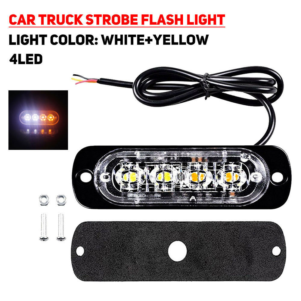 1pc 4LED 12W Car Truck Motorbike Dual Color Strobe Flash Emergency Light Bar #ur