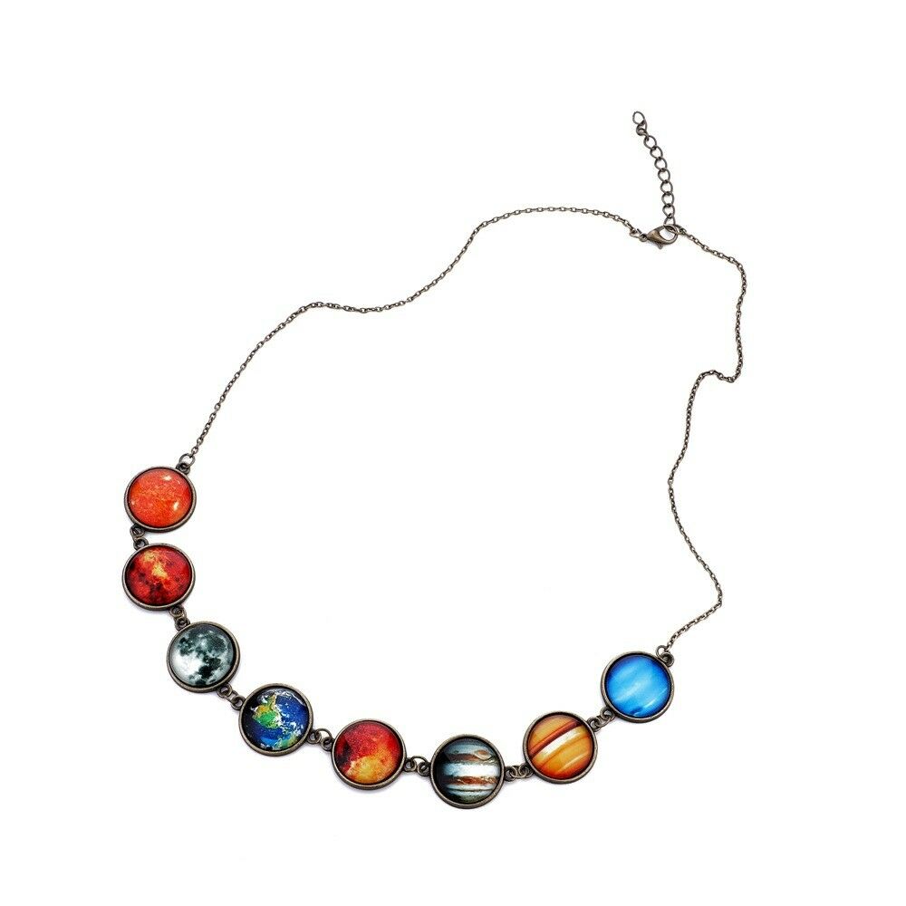 Trendy Solar System Necklace Eight Planet Universe Galaxy Necklace Jewelry Gift
