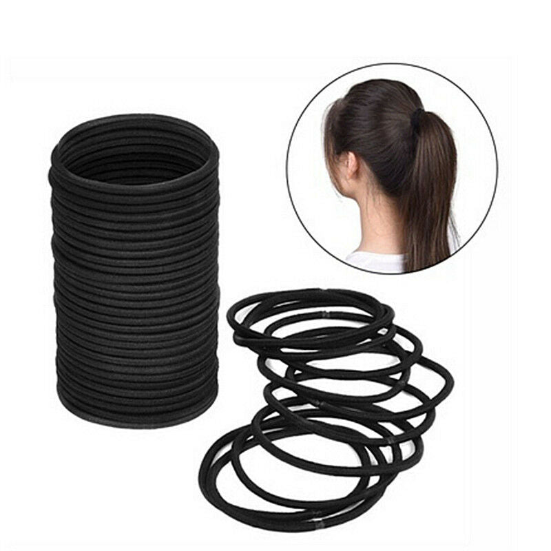 40X Black Elastic Rope Ring Hairband Women Girl Hair Band Tie Ponytail Ho.l8