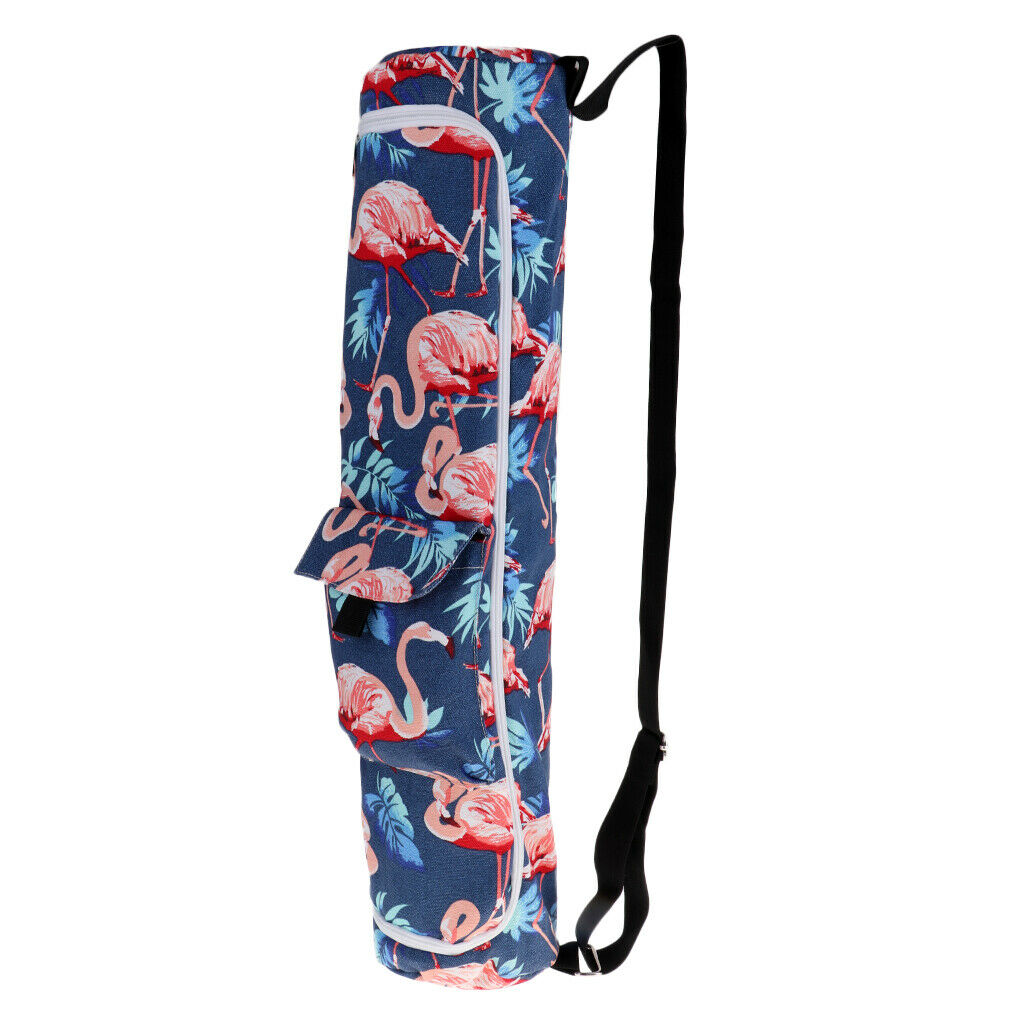 Sports Yoga Mat Carrier Bag with Expandable Storage Pocket Flamingo B