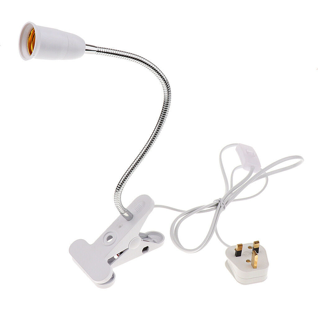 E27 Flexible Clip on Switch LED Light Lamp Bulb Holder Socket Converter UK