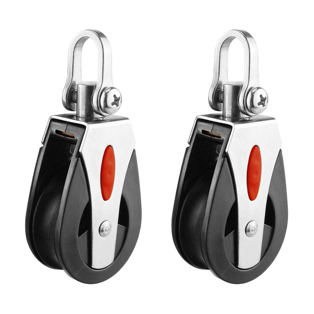 2X HEAVY DUTY 41mm Bearing Nylon Rope Pulley Block