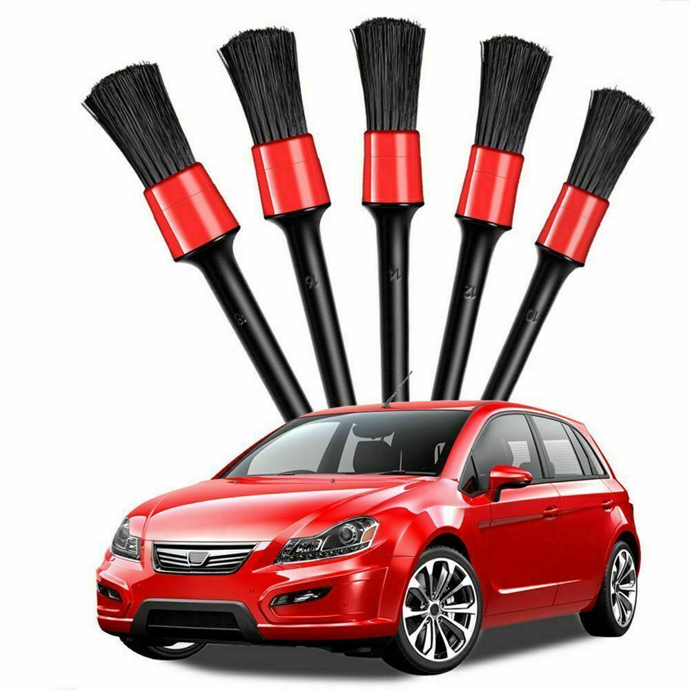 5Pcs/Set Black Car Auto Detailing Brushes Interior & Exterior Cleaning Brush Set