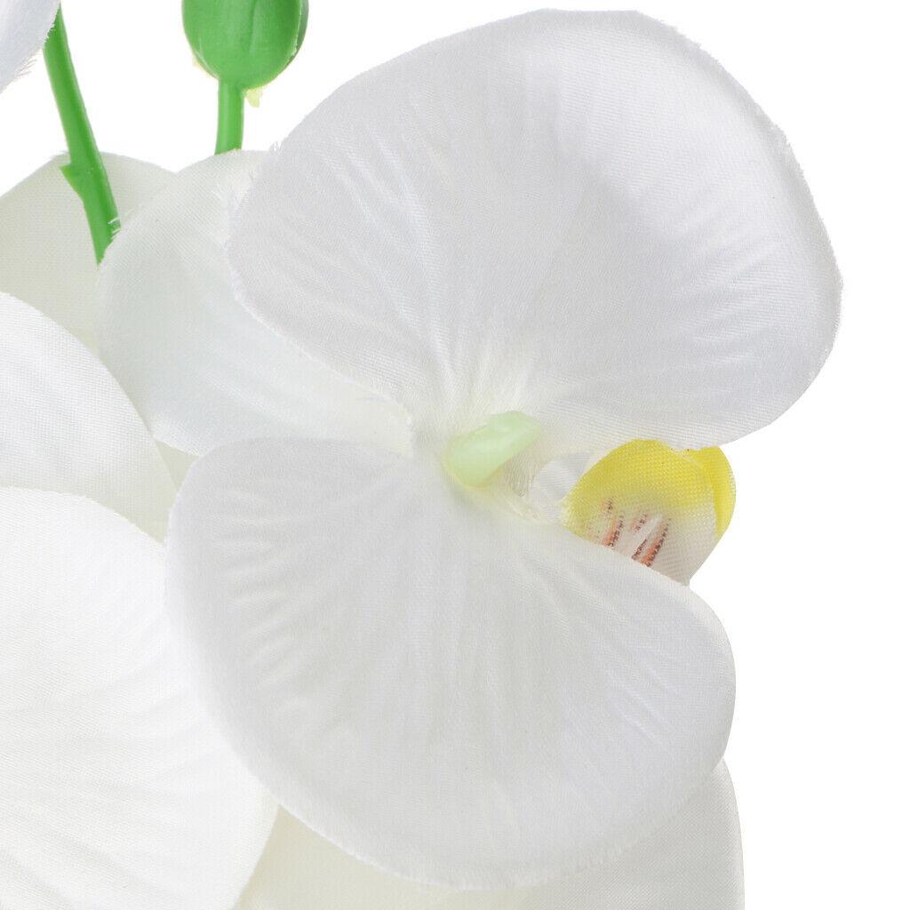 3x Artificial Phalaenopsis 9 Head Home Decorative Orchid Flower Bonsai White