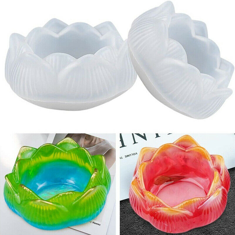 Transparent DIY Ashtray Mold Lotus Candle Holder Storage Box Mould Crafts.l8
