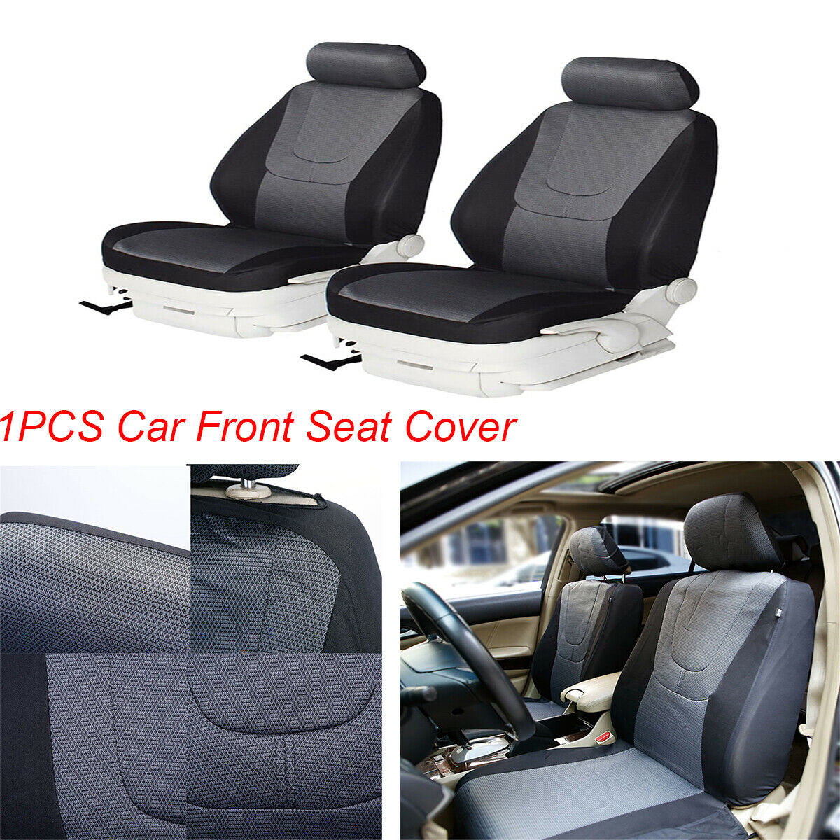1PC Car Front Seat Cover Fully Enclosed Black 4 Seasons Universal Interior Parts