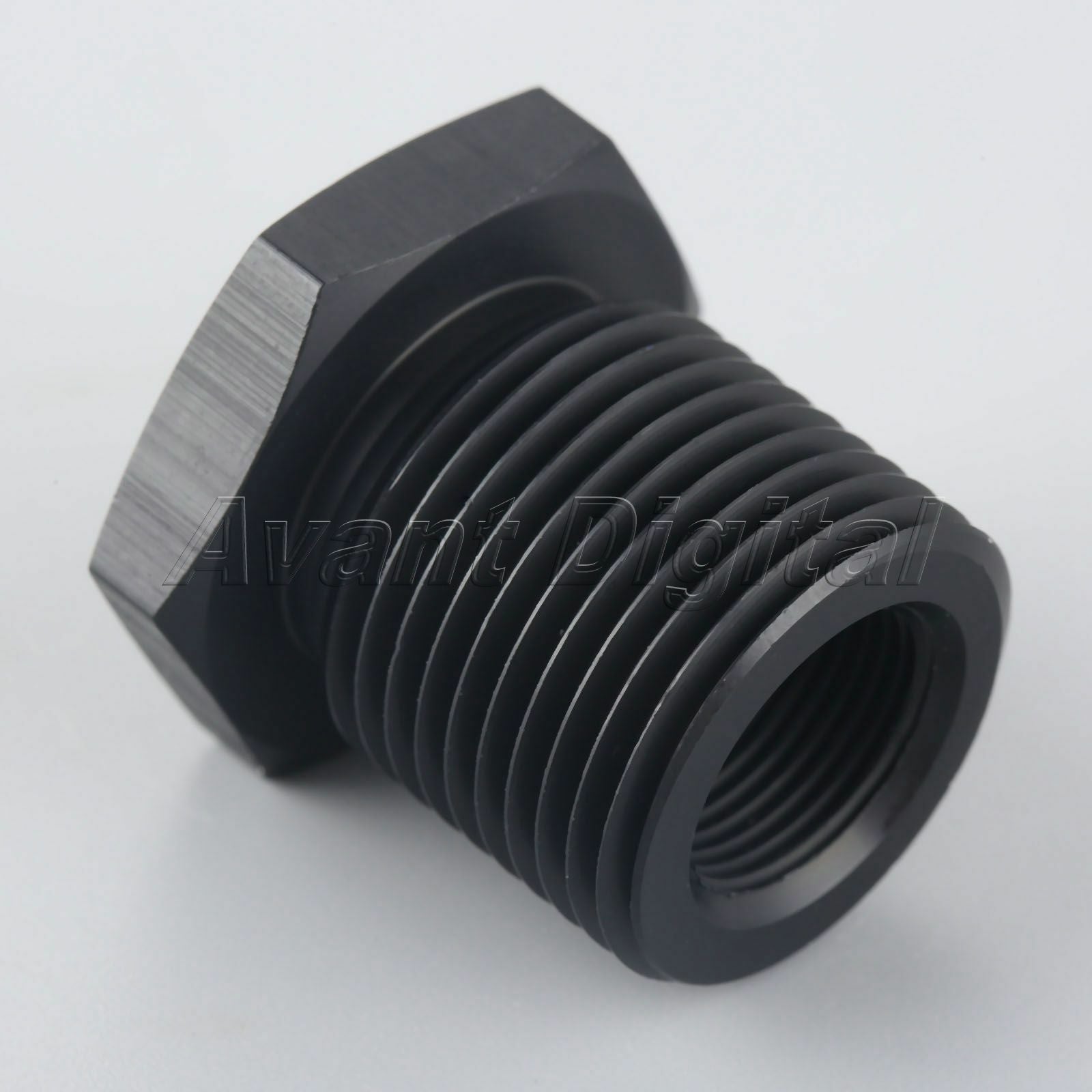 Aluminum Automotive Oil Filter Threaded Adapter 1/2-28 to 3/4-16 Black Anodized