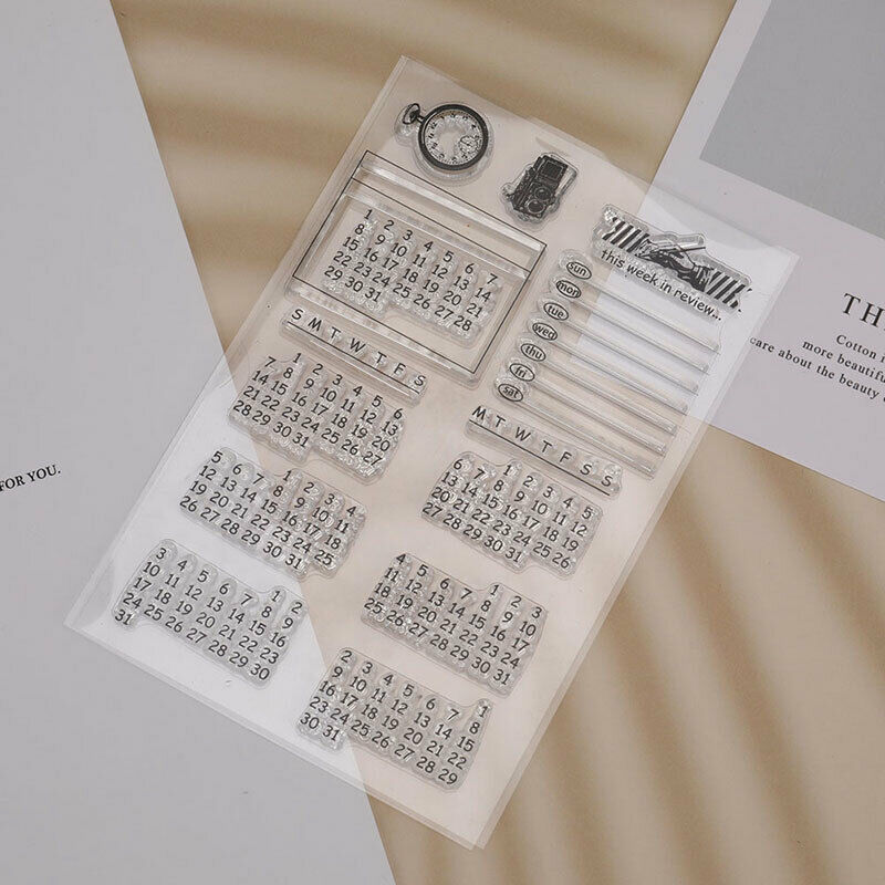 1PC Perpetual Calendar Pattern Transparent Clear Stamps Transparent Se.l8