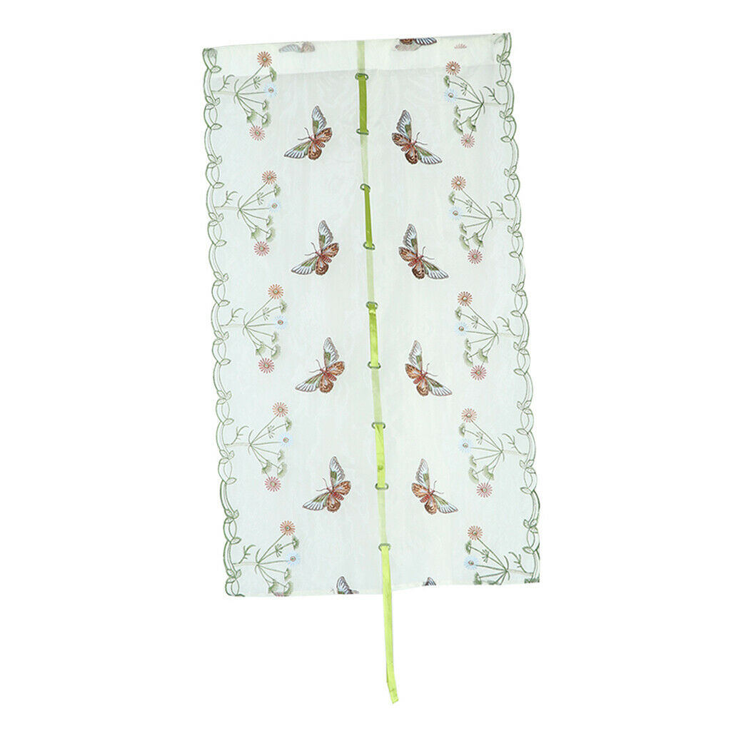 Butterfly Embroidered Roman Curtain Tulle Curtains for Living Room  White