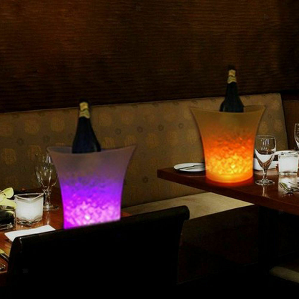 Round 5L LED Luminous Ice Bucket Ice Holder Wine Beer Cooler Bar Accessories