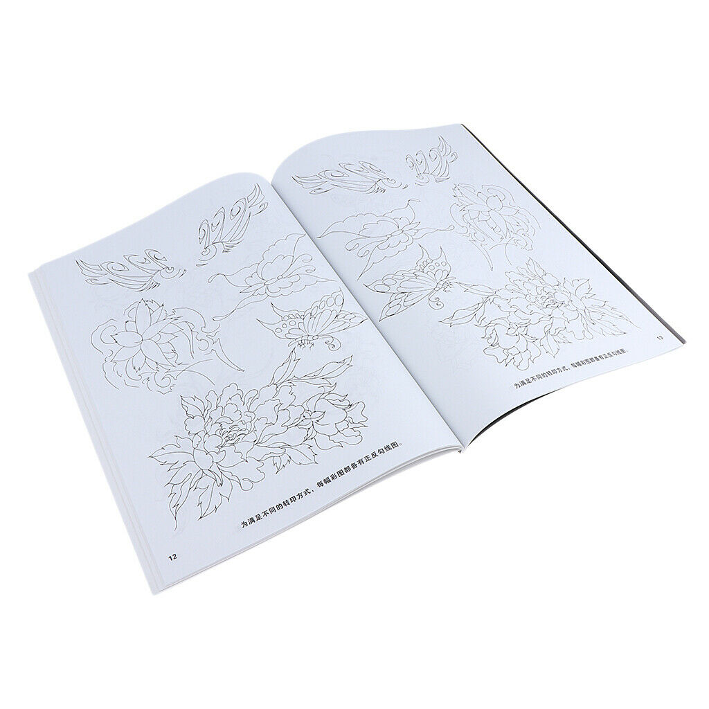 China Flower Painting Drawing Tattoo Flash Sketch Reference Book Peony