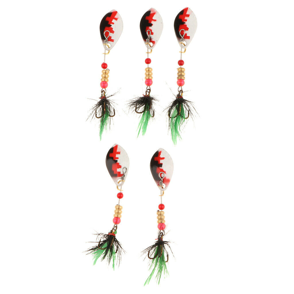 5 Pieces Fishing Lures Spoon Metal Jig Baits Spinner Baits A
