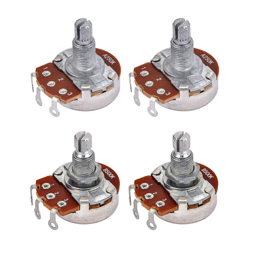 4pcs Copper Alpha A250K B500K Audio Potentiometer Pots for Electric Guitar