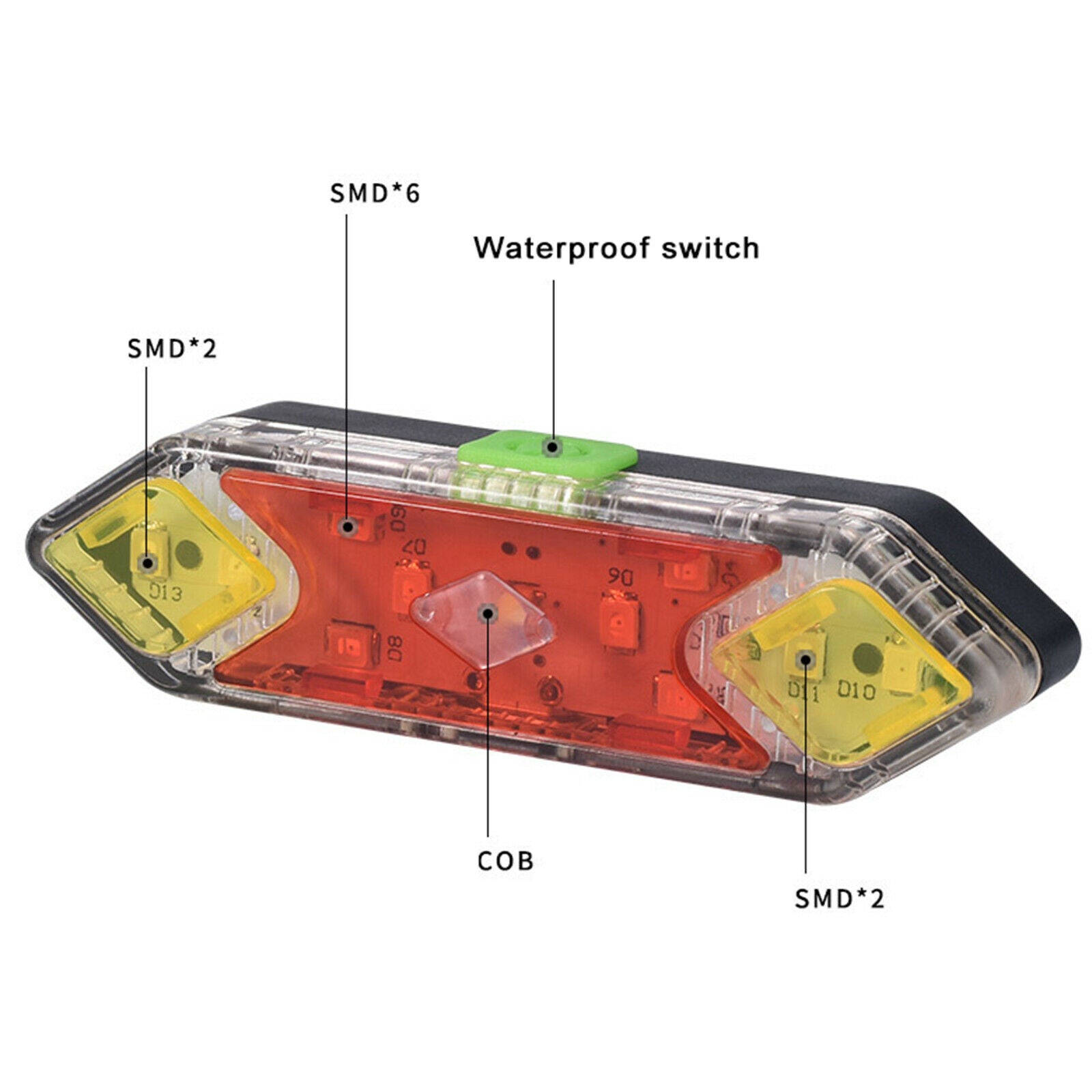 Bike Rear Light Rainproof 8 Flash Modes MTB Cycle Taillight Safety Cycling