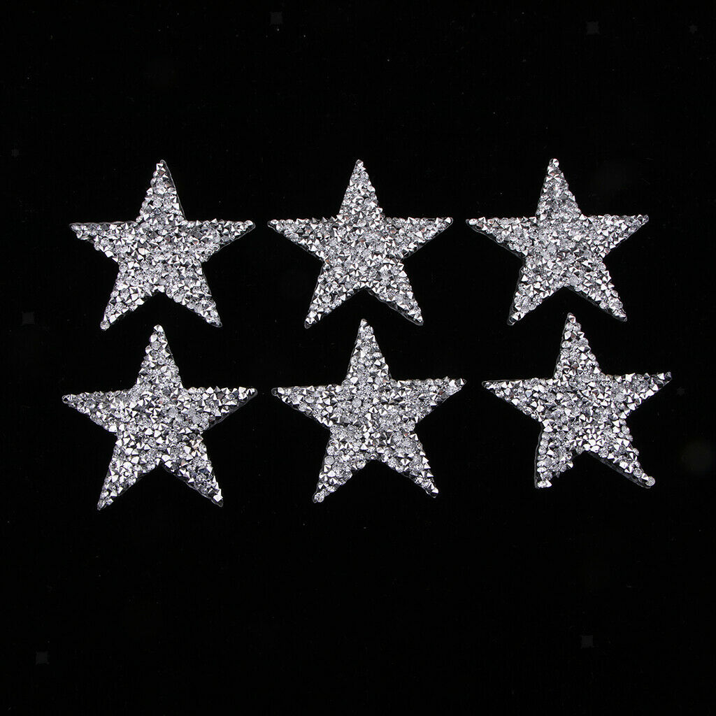 6 Pieces Star Sequins Sew Iron on Applique Embroidered Patches Iron-On Crafts