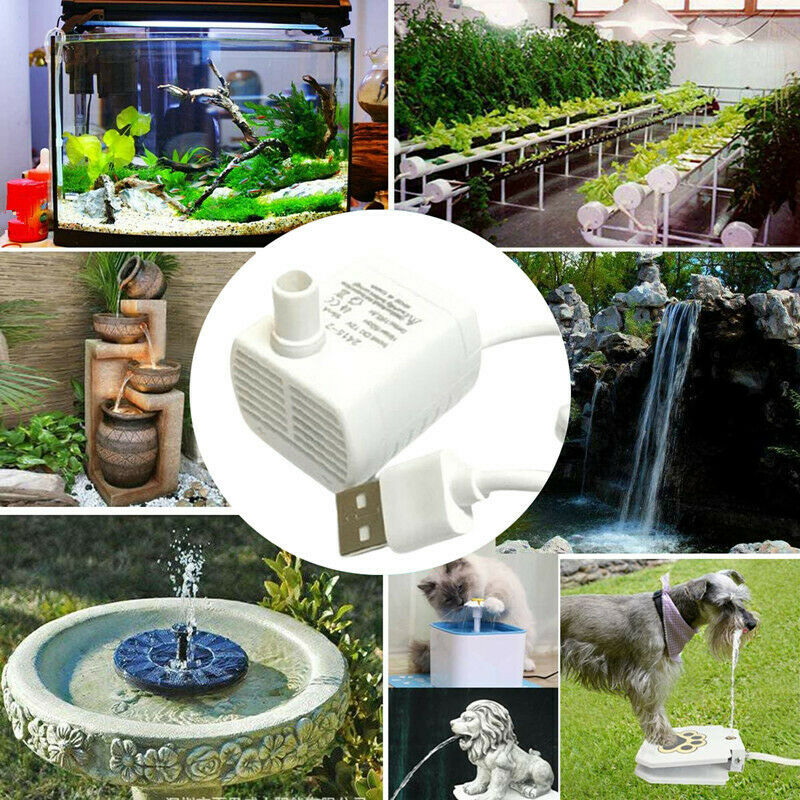 Ultra Quiet DC 3.5-8V 1-3W Submersible Mini Water Pump Comes with USB cable, for