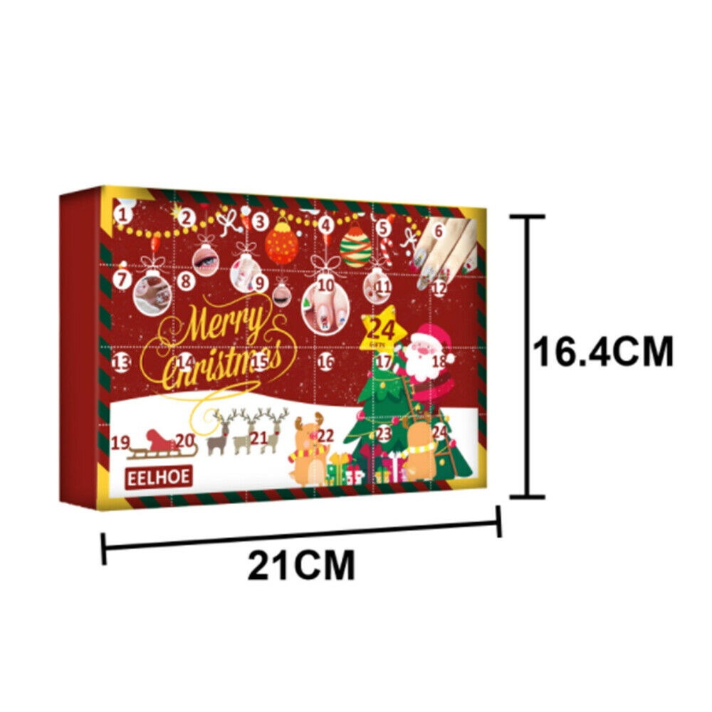 24 Grids Nail stickers Gift Box Christmas Advent Calendar Nail Stickers Trinket