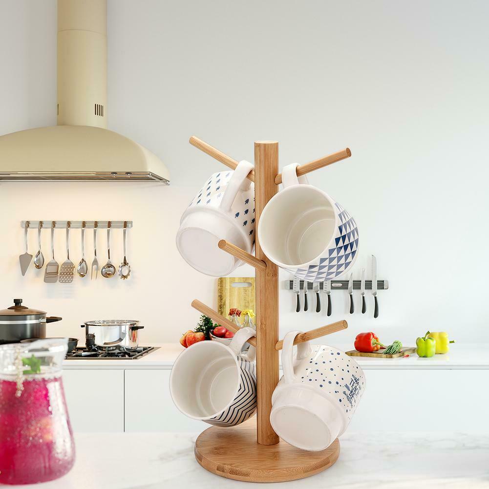 Wood Necklace Display Rack Jewelry Hanger Bracelet Household Cup Organizer @