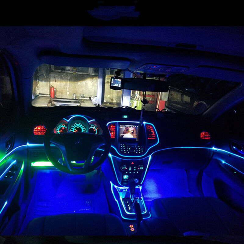 2M Blue EL Wire Car Interior Decor Fluorescent Neon Cold Strip light
