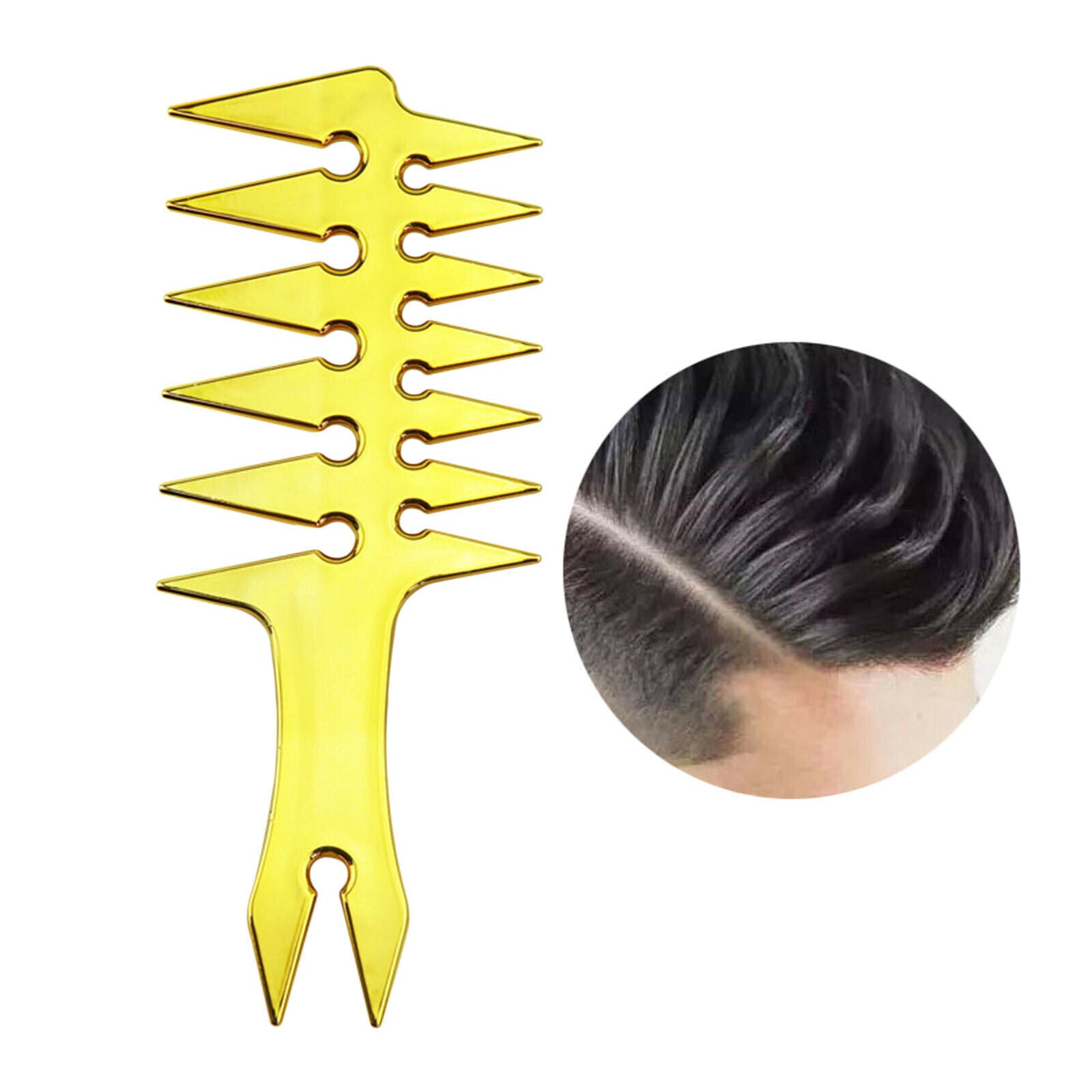 Men's Oil Head Comb Wide Fork Comb Barber for Slicked Back Hairstyle Golden