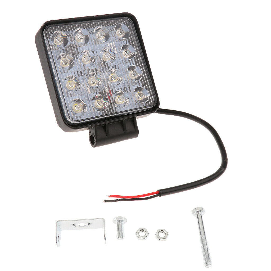 12V/24V Motorcycle Car 48W White 16LED Work Light Bar Flood 5'' Square Lamp