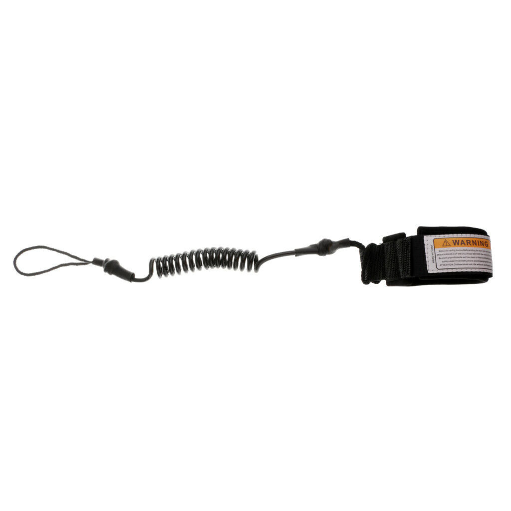 Surfboard Longboard Leash 5' Coiled Stand-Up Paddle Board Leash   - Black