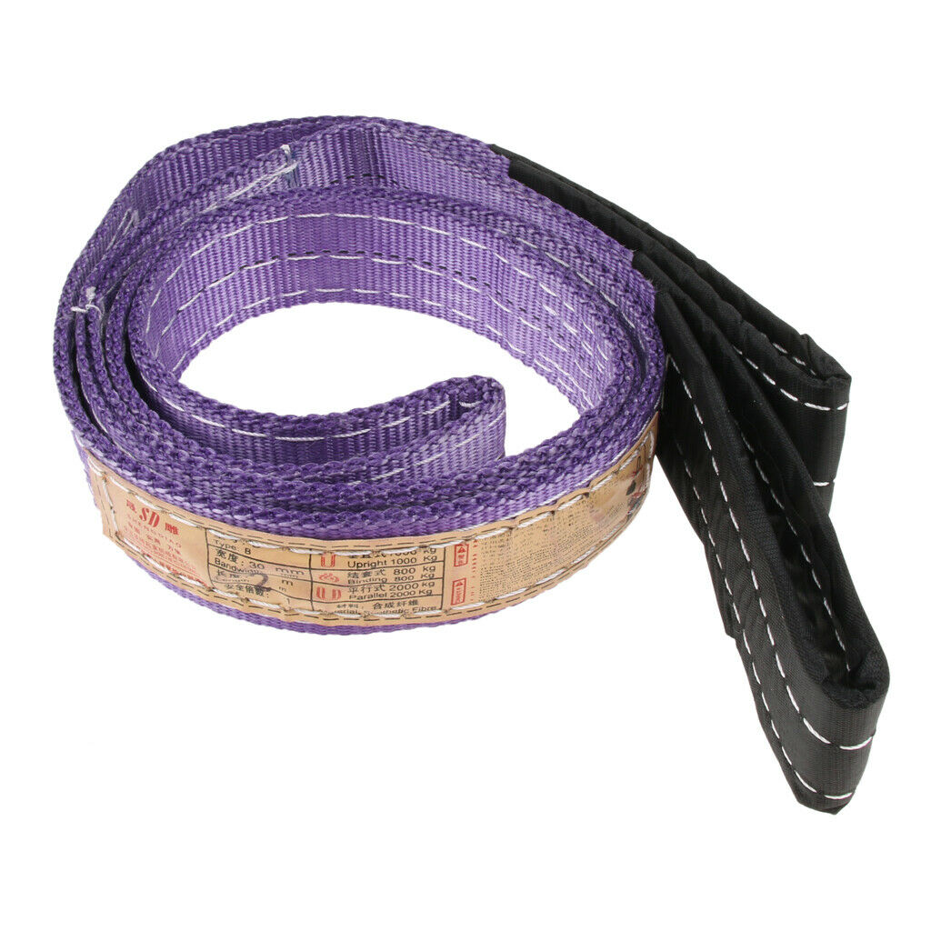 2x 2 Meter/ 6.6ft x 1000kg Double-layer heavy duty Tow Strap Rope Lifting Towing