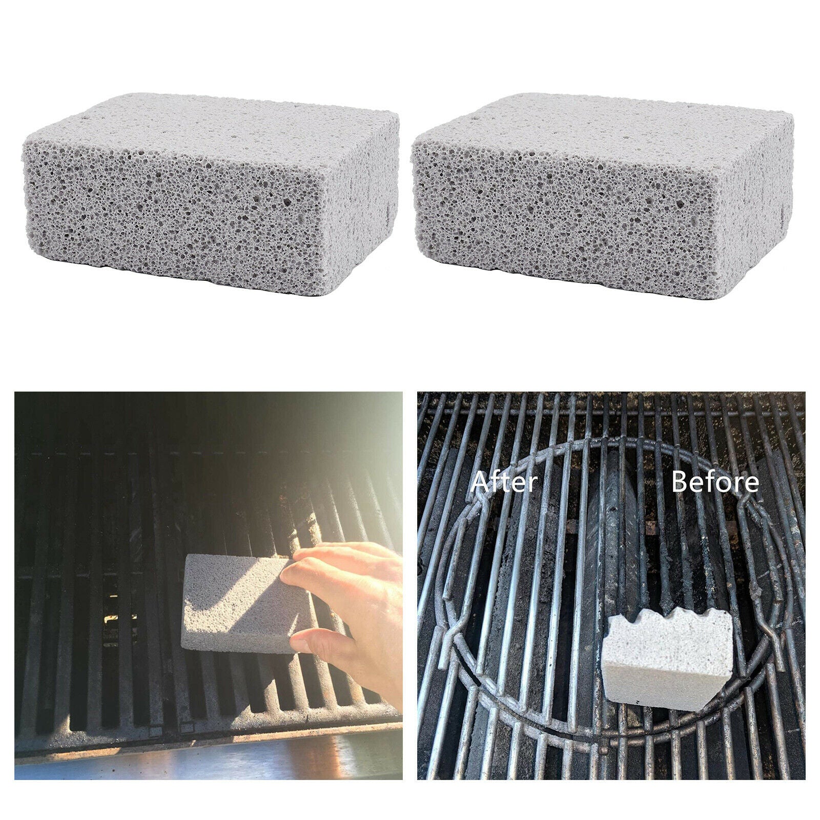 2x Grill Cleaning Brick Griddle Clean Block Foam Glass Kitchen Sink Scraper