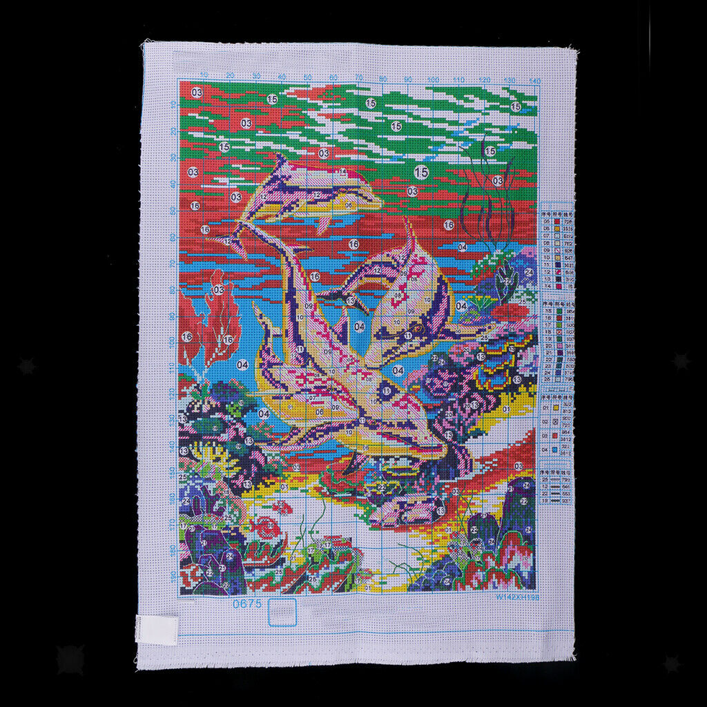 Cross Stitch Set DIY Handmade Needlework Counted Embroidery Kit 11CT Dolphin