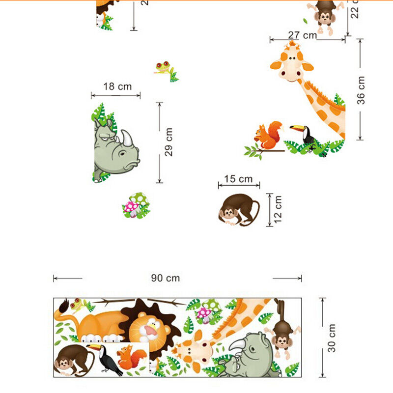 Jungle Safari Animals Wall Stickers Decals Kids Nursery Baby Room Decor F.l8