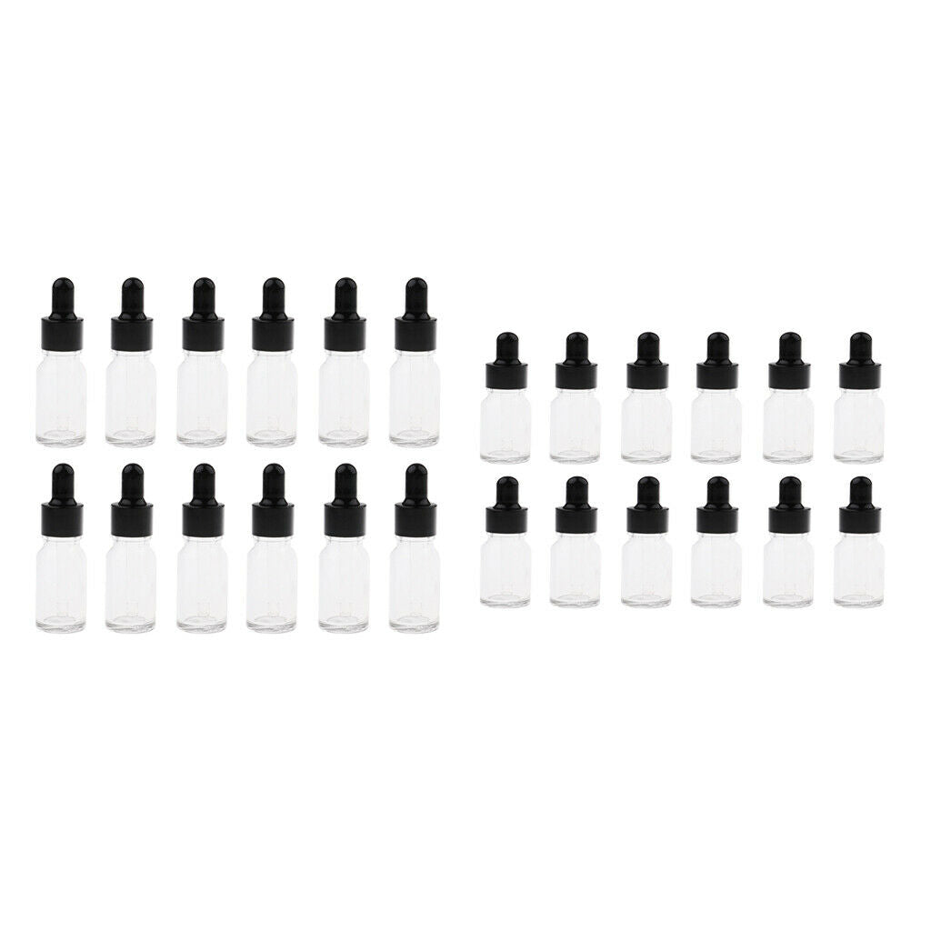 24 Piece 5ml/10ml Empty Essential Oil Bottle Container Liquid Dropper Clear