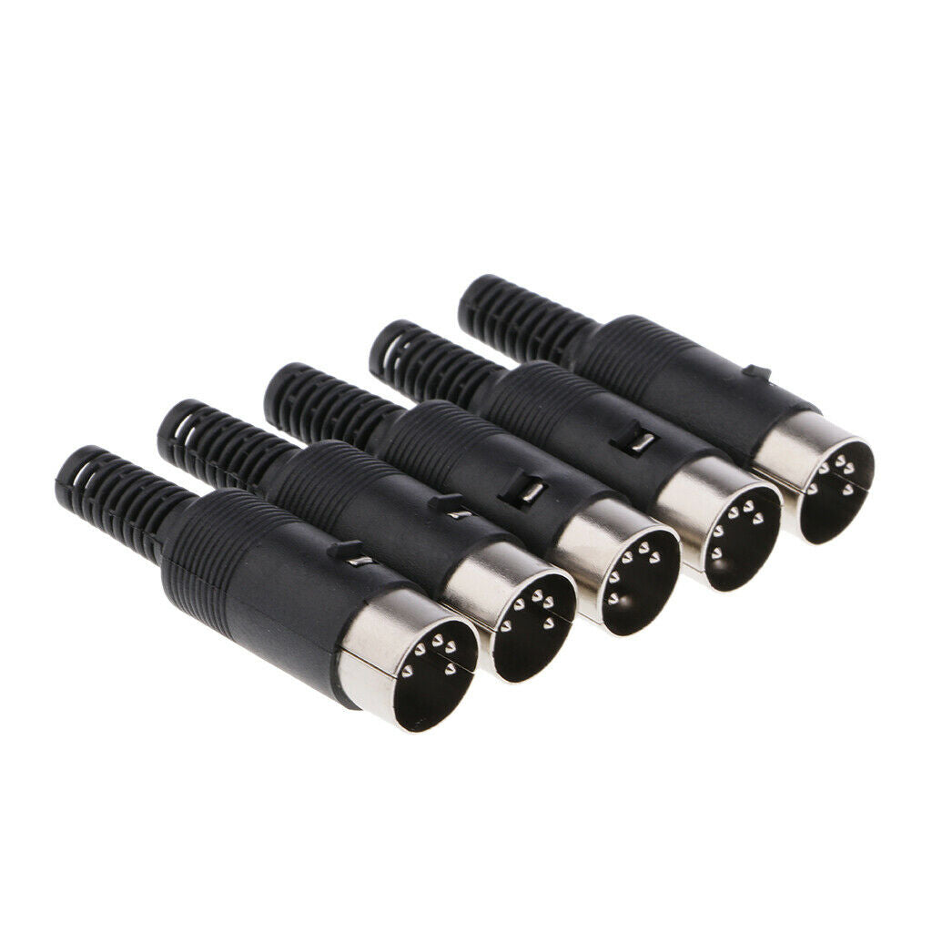 5/pack DIN Plug Male   Female Connector with Black Plastic Handle 5-pin