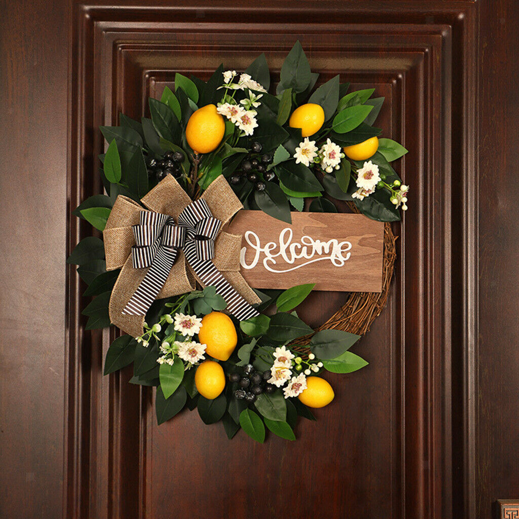 Eucalyptus Lemon Wreath Window Wall Front Door Spring Fruit Garland DÃ©cor