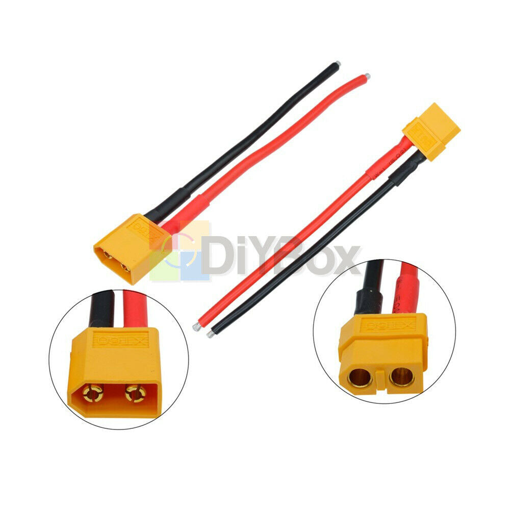 4Pcs 2Pair XT60 Connector Male & Female W/ Housing 14AWG Cable 10CM Silicon Wire
