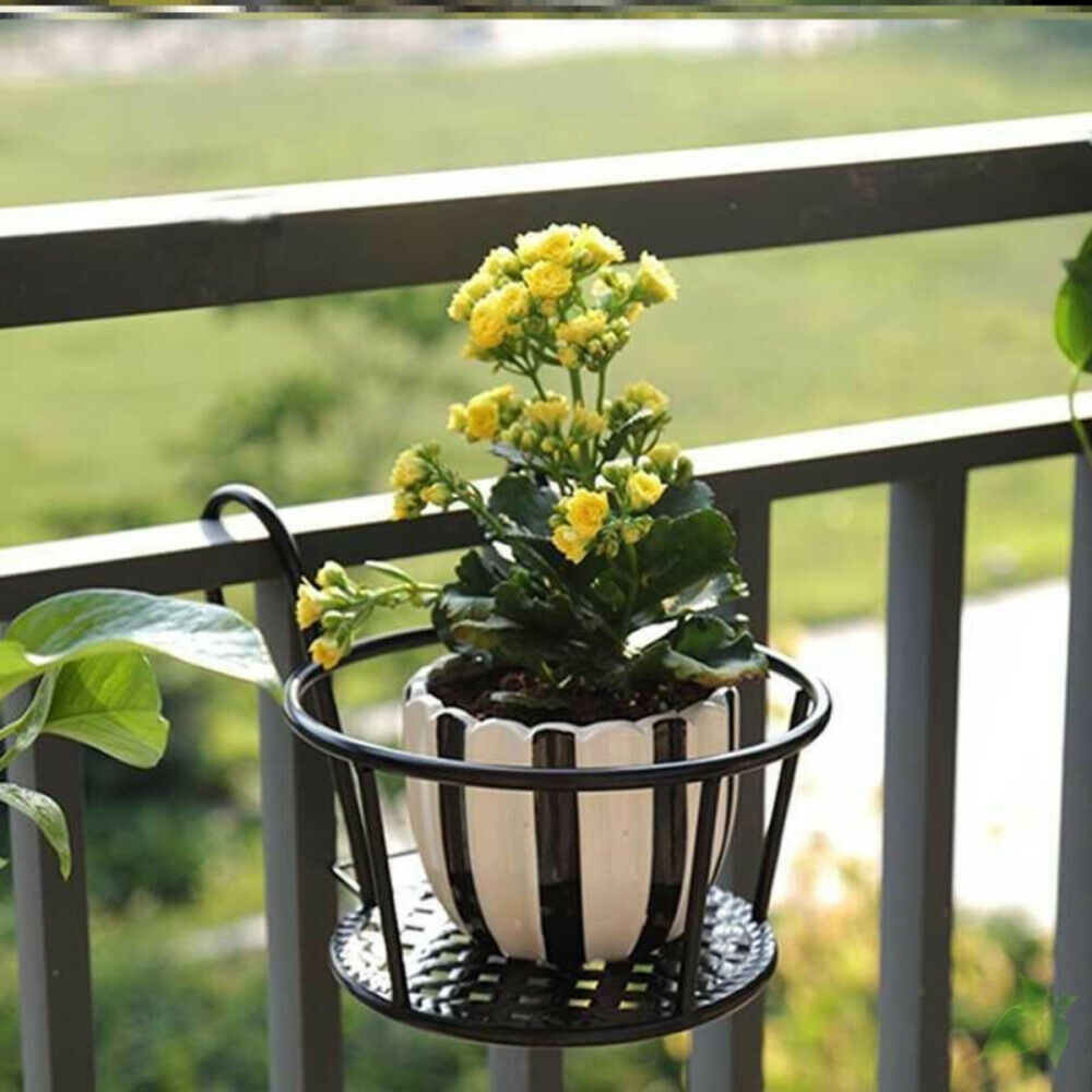 Iron Hanging Metal Basket Flower Planter Pot Holder Shelf for Balcony Patio