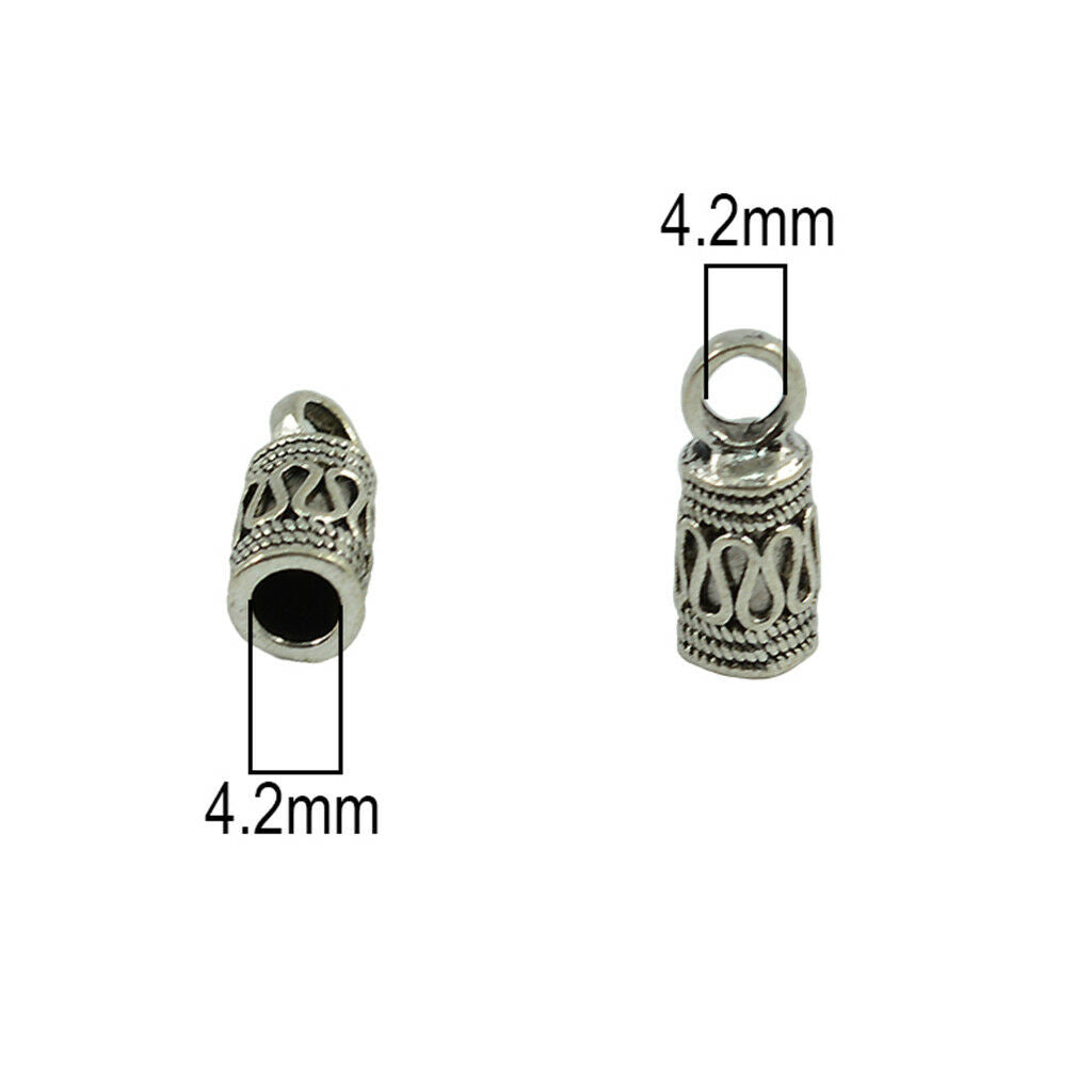 50x Alloy Bell Shape Bead Leather Cord End   Tube Jewelry Findings 4mm